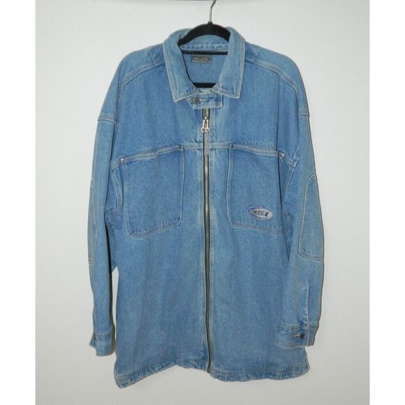 Macgear Jacket‎ Men's Size XXL Denim Blue Jeans Y2K Streetwear Elbow Patch